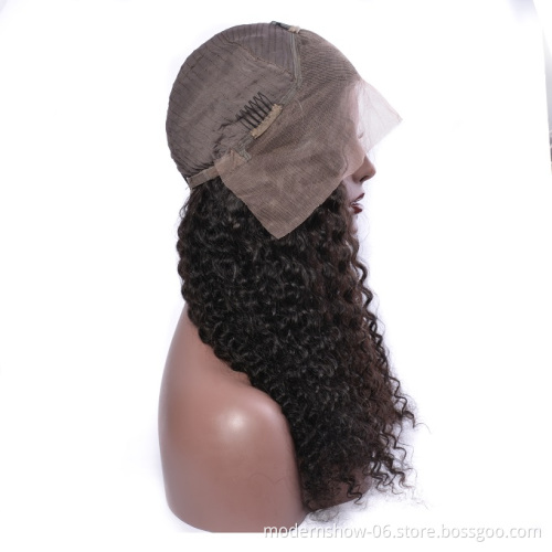 100% Virgin Cuticle Aligned Indian Hair Wig Modern Show Unprocessed Curly Wave Human Hair Lace Front Wigs